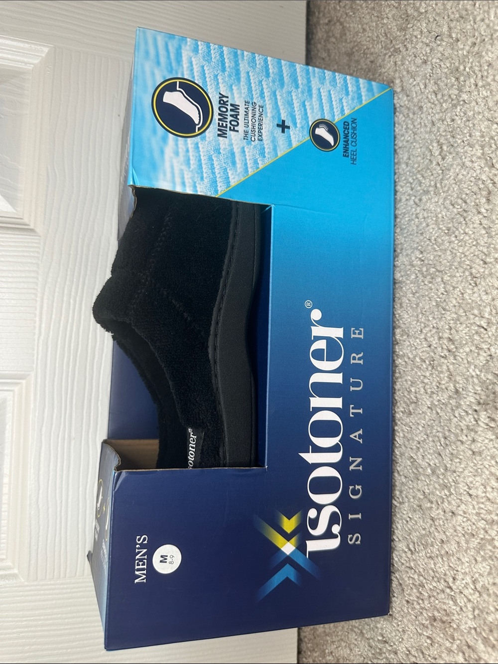 isotoner Men's Black Memory Foam Slipper Socks